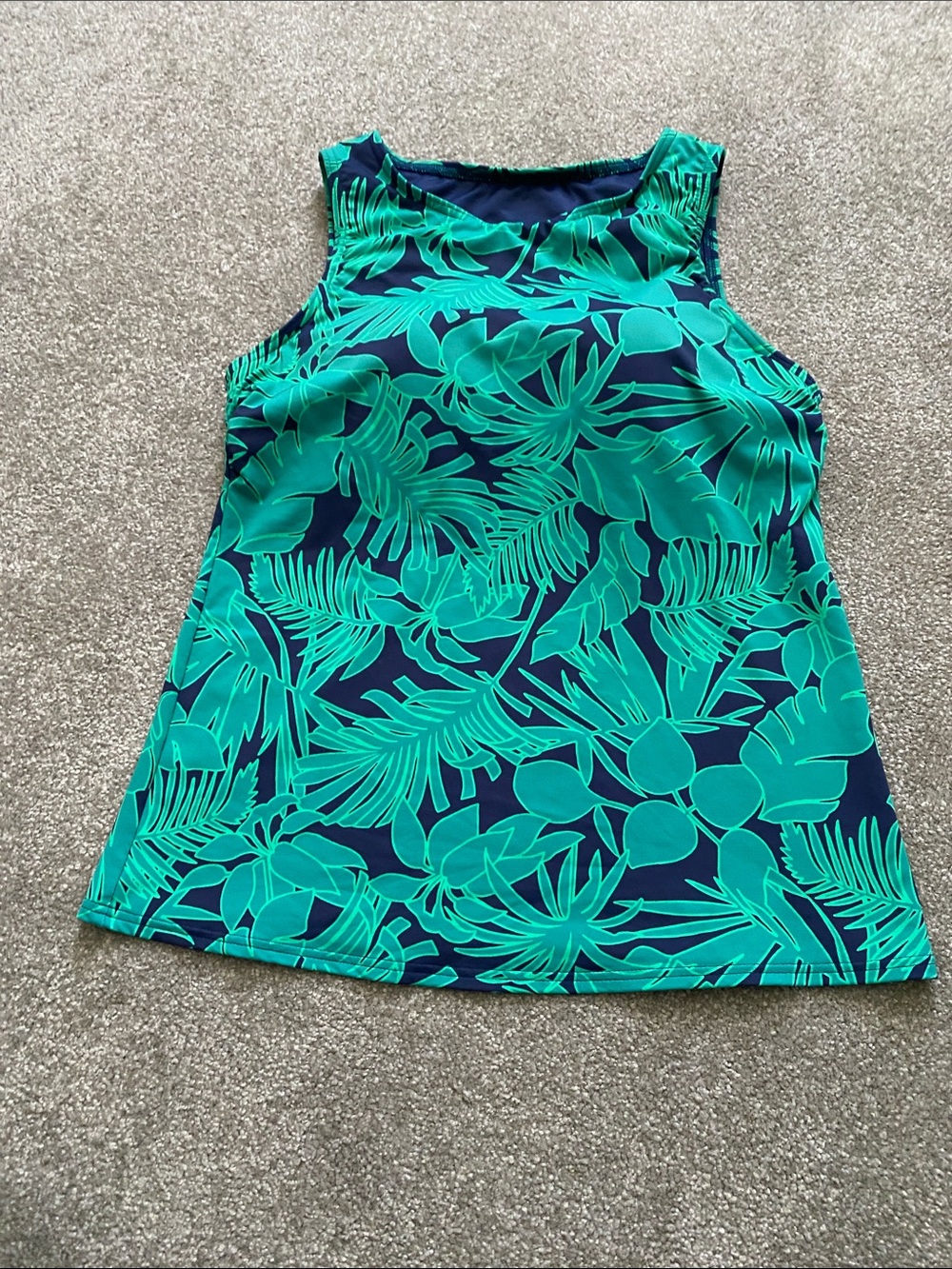 Lands' End Green Tropical Print Tankini NWOT